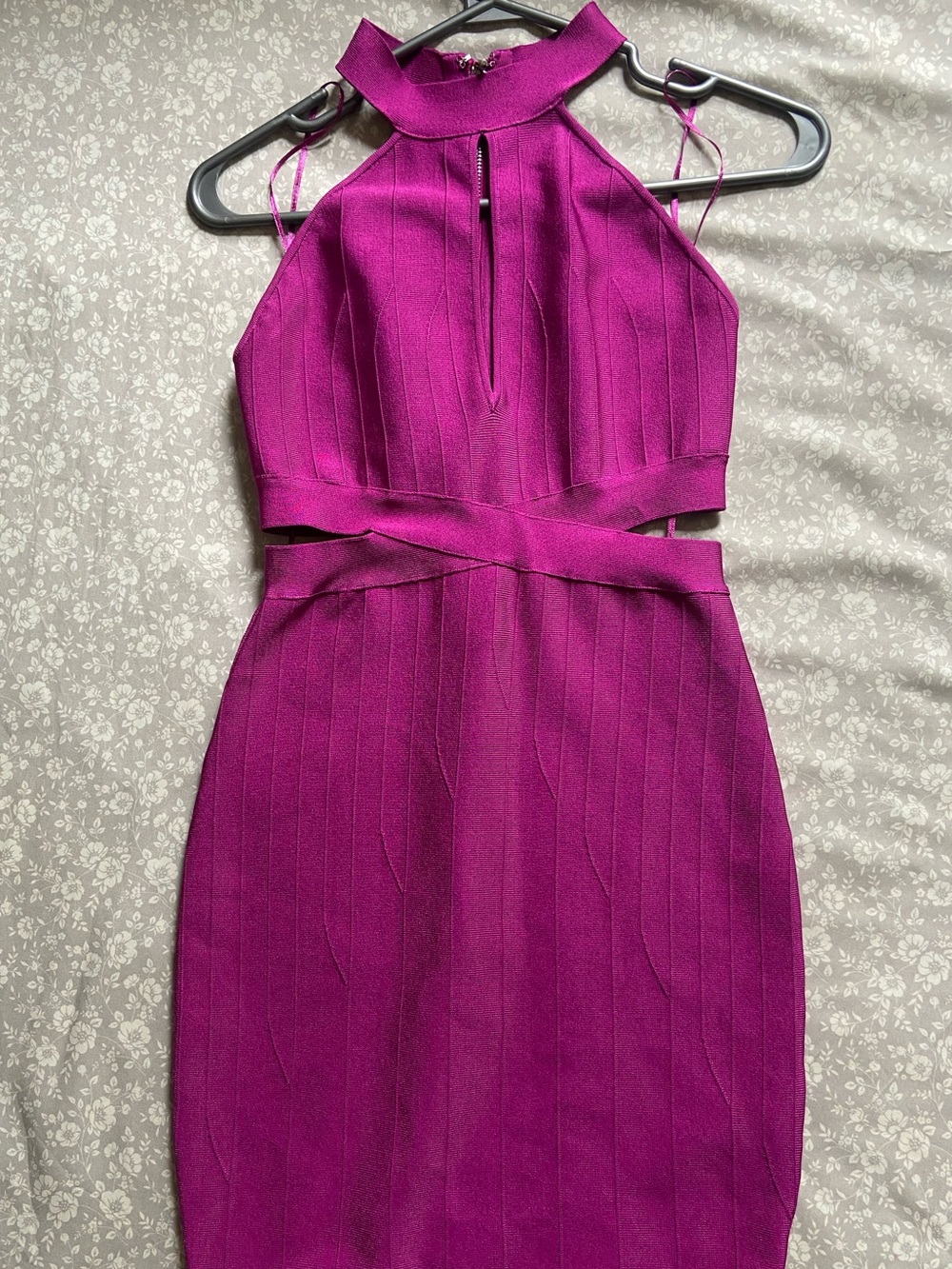 Guess by Marciano Sleeveless Halter Bandage Dress in Magenta